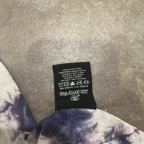 Vintage thrashed stussy large baggy tee, stained, torn, tie die blue - Picture 11 of 13